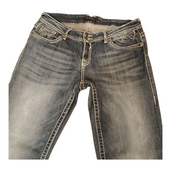 Miss Vigoss Womens Jeans Size 18 Mid Rise Bootcut Med Wash Double Button READ - Picture 4 of 12